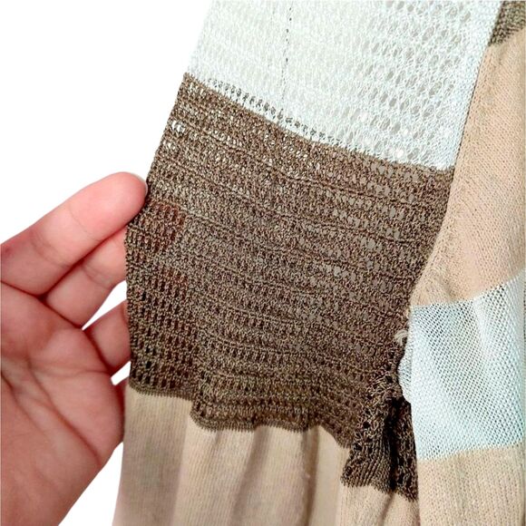 Simply Vera by Vera Wang Sheer Knit Colorblock Cardigan Button-Up Sweater Sz XL - Picture 8 of 14